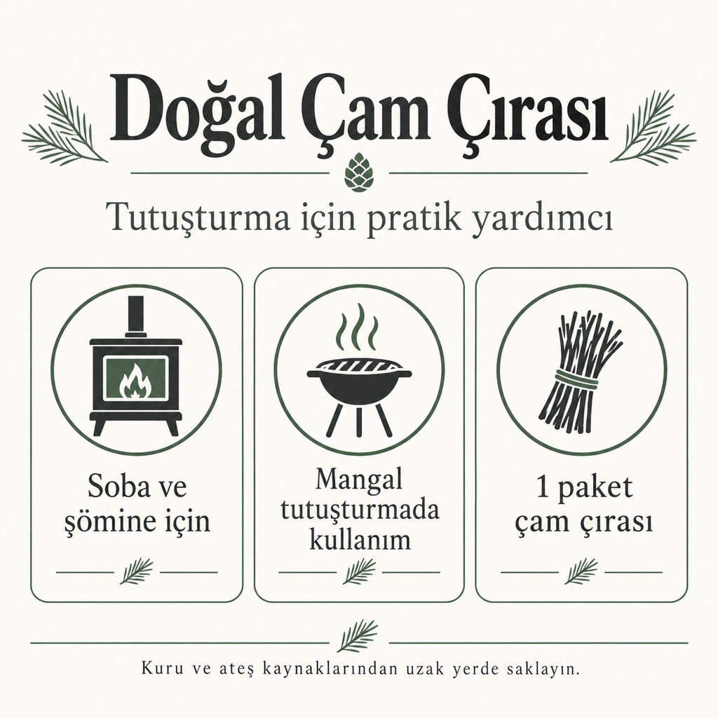 Çam Çırası - Doğal - Soba ve Mangal Tutuşturucu - ürün özellikleri ve kullanım faydaları afişi