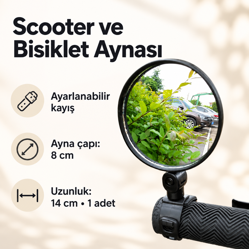 Geniş Açılı Scooter Bisiklet Dikiz Aynası - ürün özellikleri ve kullanım faydaları afişi