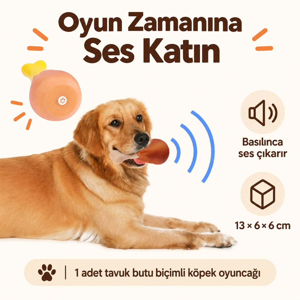 Köpekler İçin Sesli Oyuncak Tavuk Butu - ürün özellikleri ve kullanım faydaları afişi