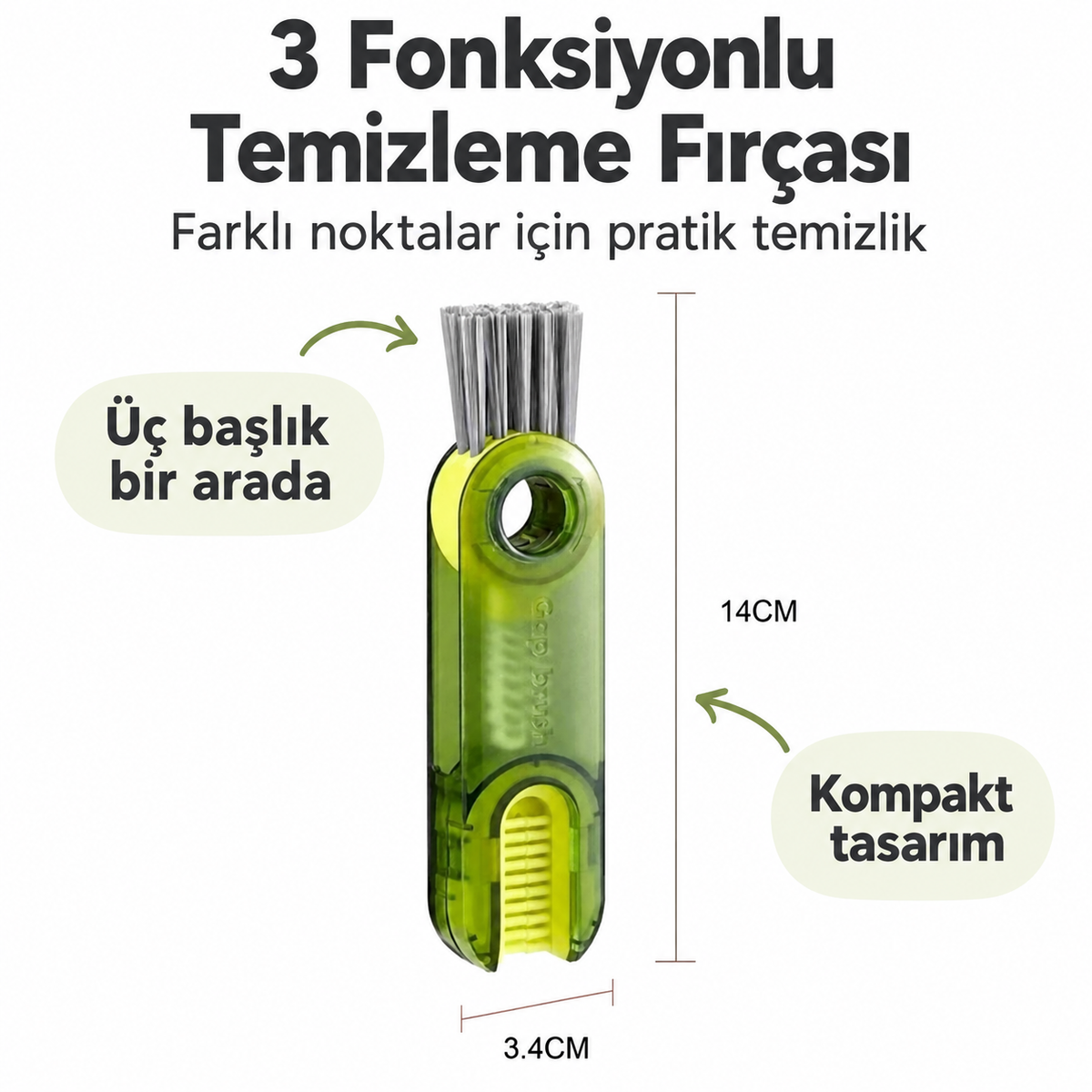 3 Fonksiyonlu Çok Amaçlı Temizleme Fırçası - ürün özellikleri ve kullanım faydaları afişi