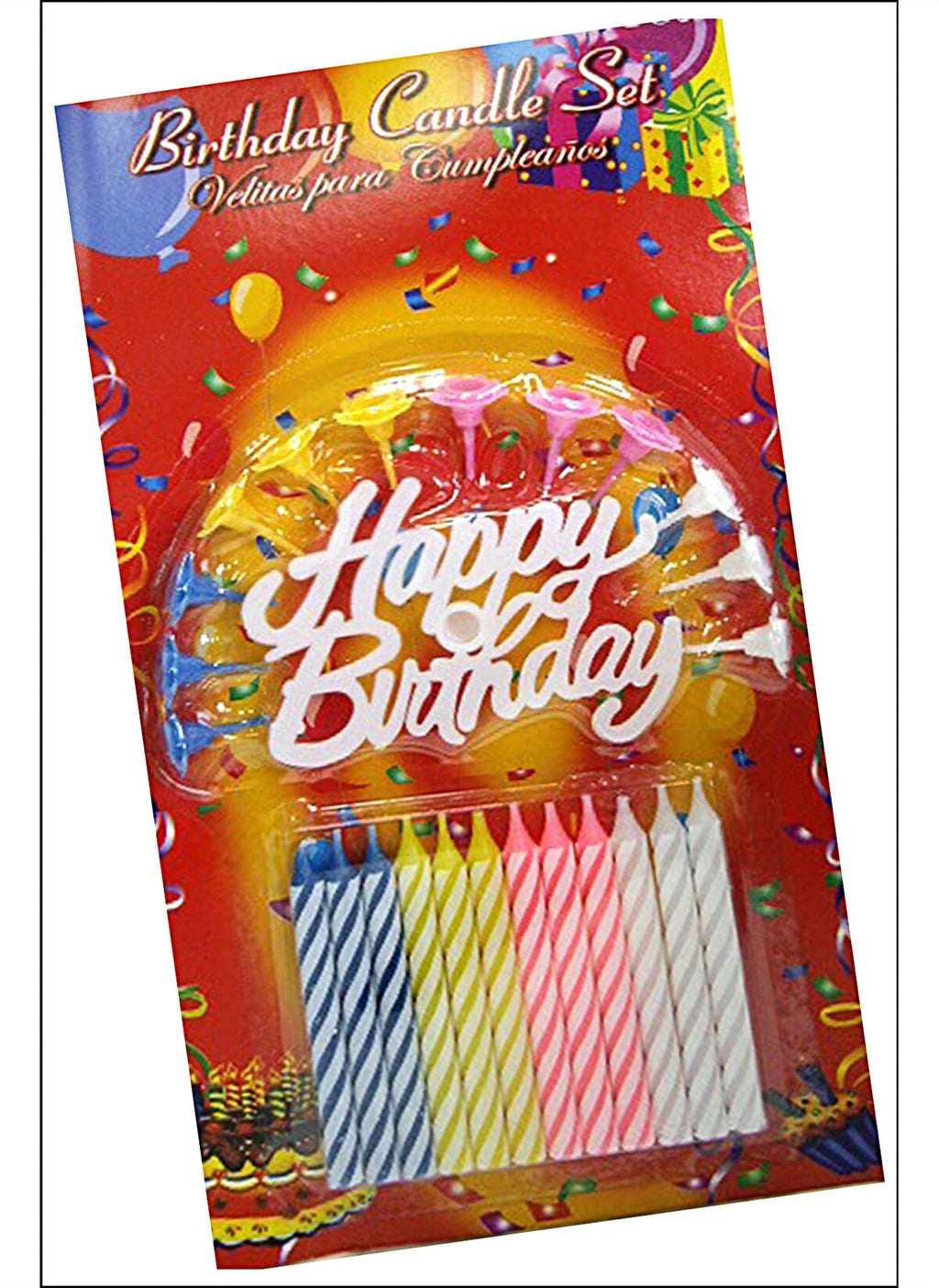 Happy Birthday Temalı Renkli Doğum Günü Mum Seti - ayrıntı ve kullanım görünümü