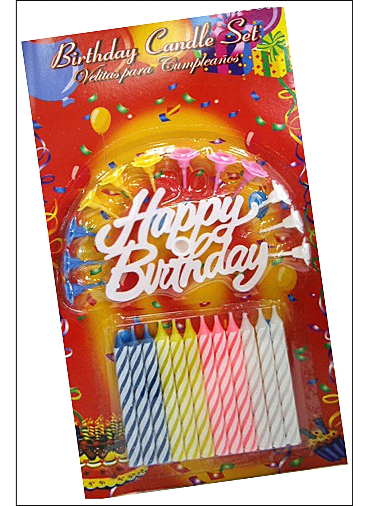 Happy Birthday Temalı Renkli Doğum Günü Mum Seti - ayrıntı ve kullanım görünümü
