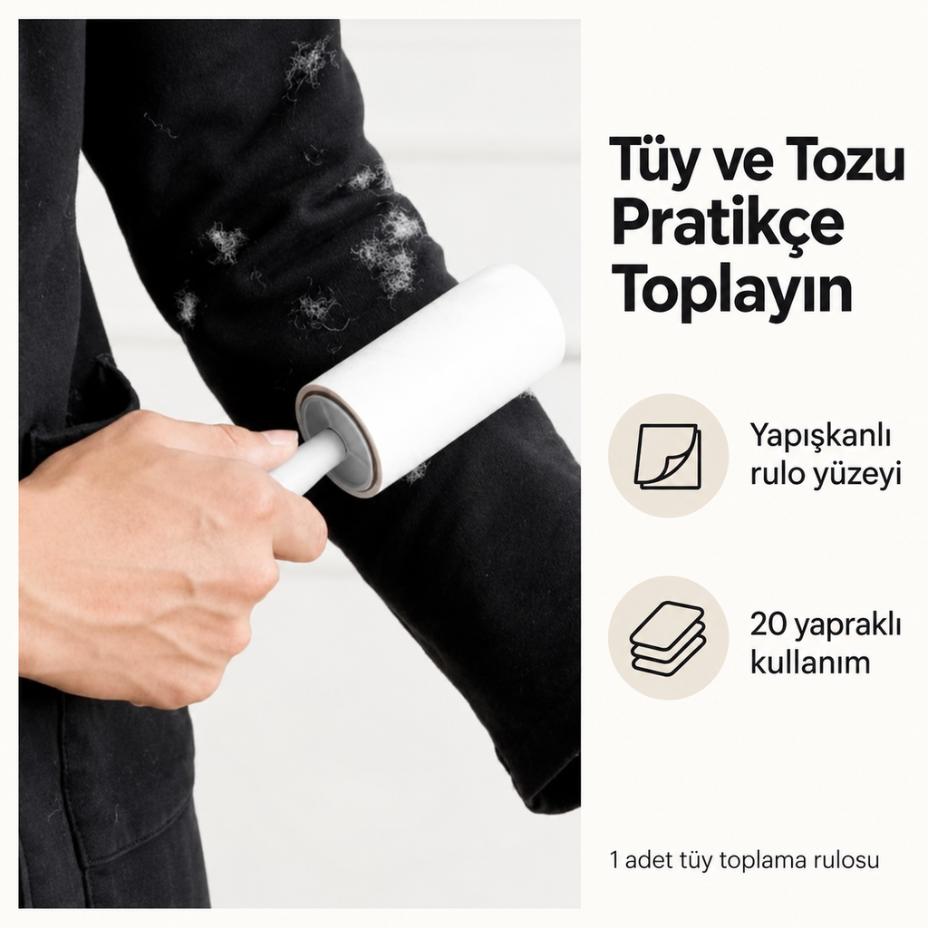 Tüy Toz Toplama Rulosu 20 Yapraklı - ürün özellikleri ve kullanım faydaları afişi