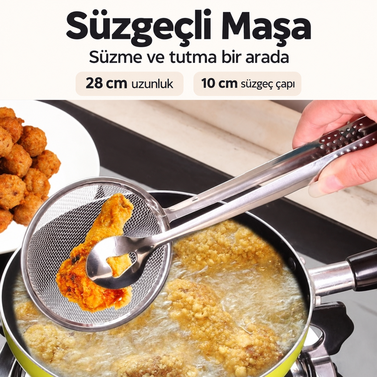Süzgeçli Kevgirli Haşlama Kızartma Maşası - ürün özellikleri ve kullanım faydaları afişi