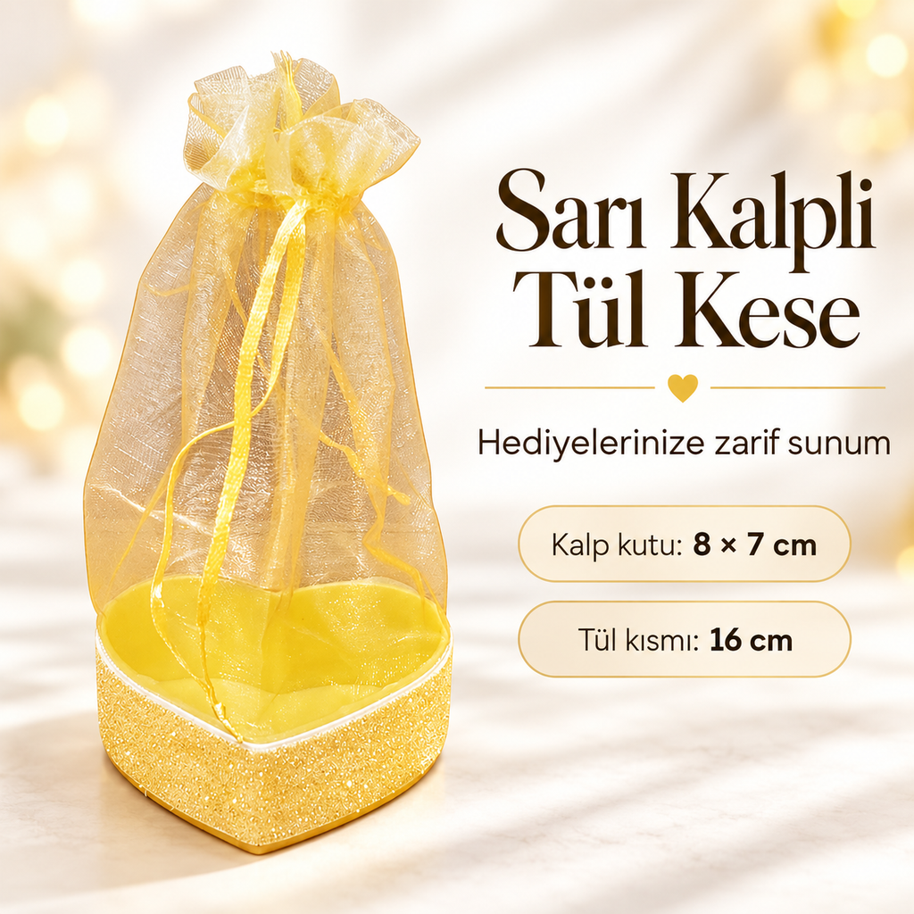 Sarı Kalpli Tül Kese - ürün özellikleri ve kullanım faydaları afişi