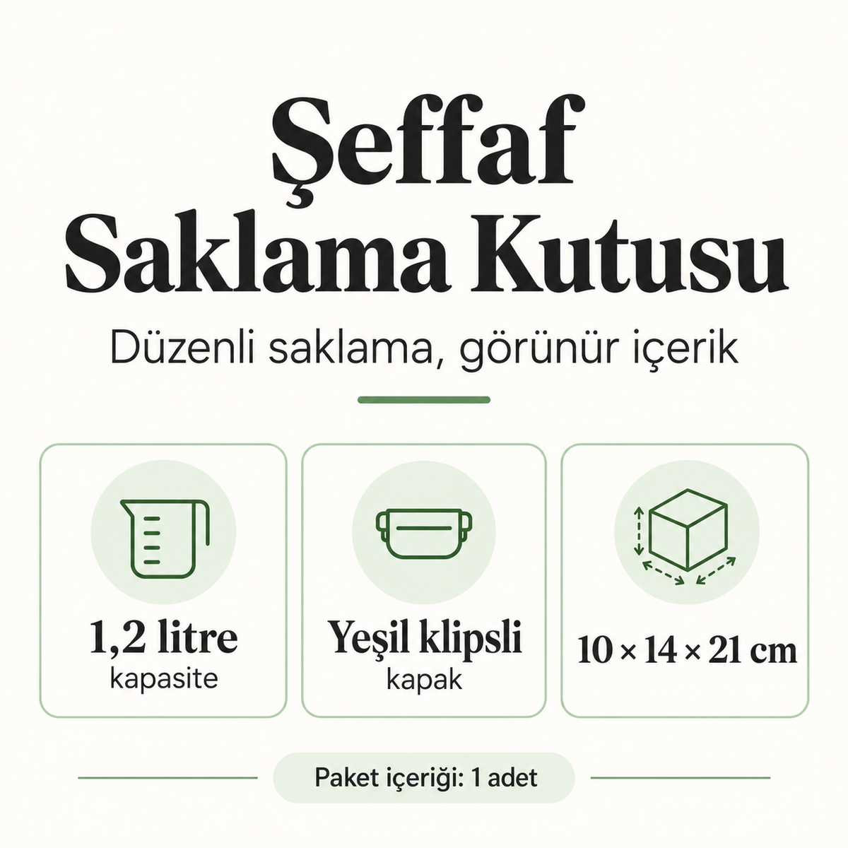 Şeffaf Saklama Kutusu 1.2 Litre - ürün özellikleri ve kullanım faydaları afişi