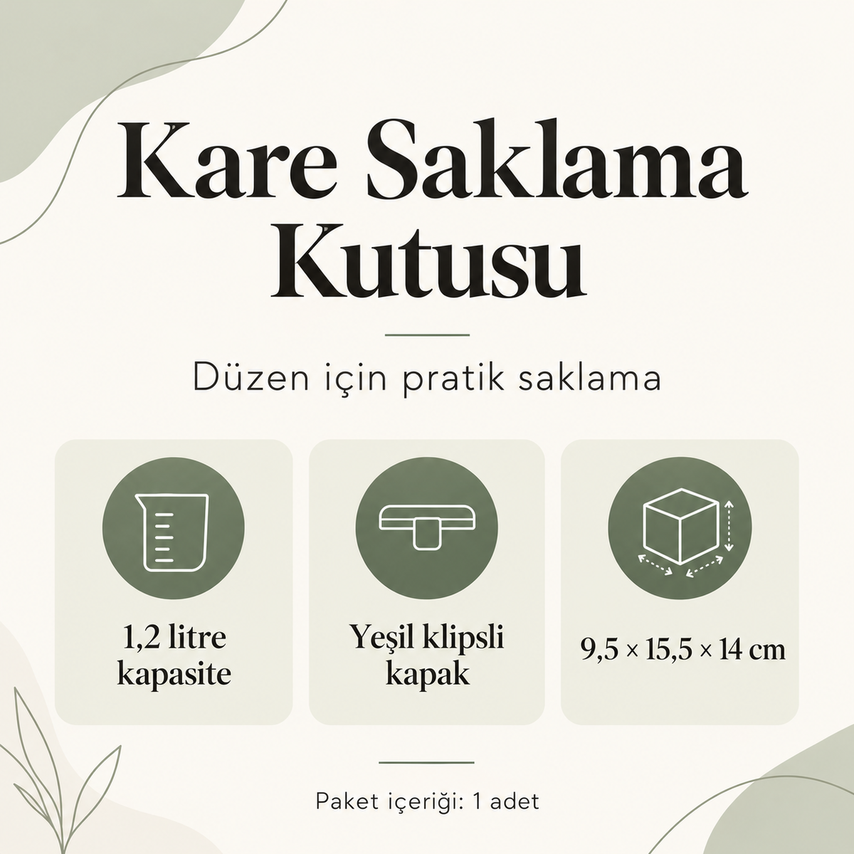 Kare Saklama Kutusu 1.2 Litre - ürün özellikleri ve kullanım faydaları afişi