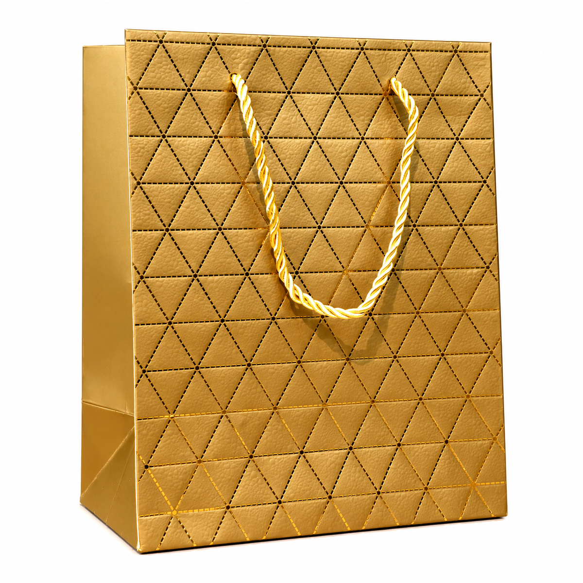 Gold Geometrik Desenli Orta Boy Karton Hediye Çantası - ürün görünümü