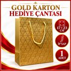 Gold Geometrik Desenli Orta Boy Karton Hediye Çantası - özellik ve kullanım bilgileri