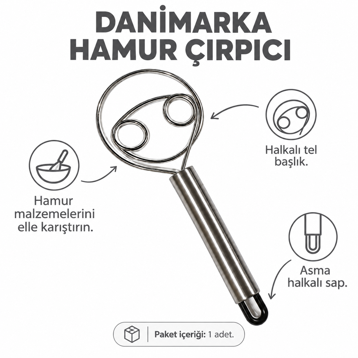 Paslanmaz Çelik Danimarka Hamur Çırpıcı - özellik ve kullanım bilgileri