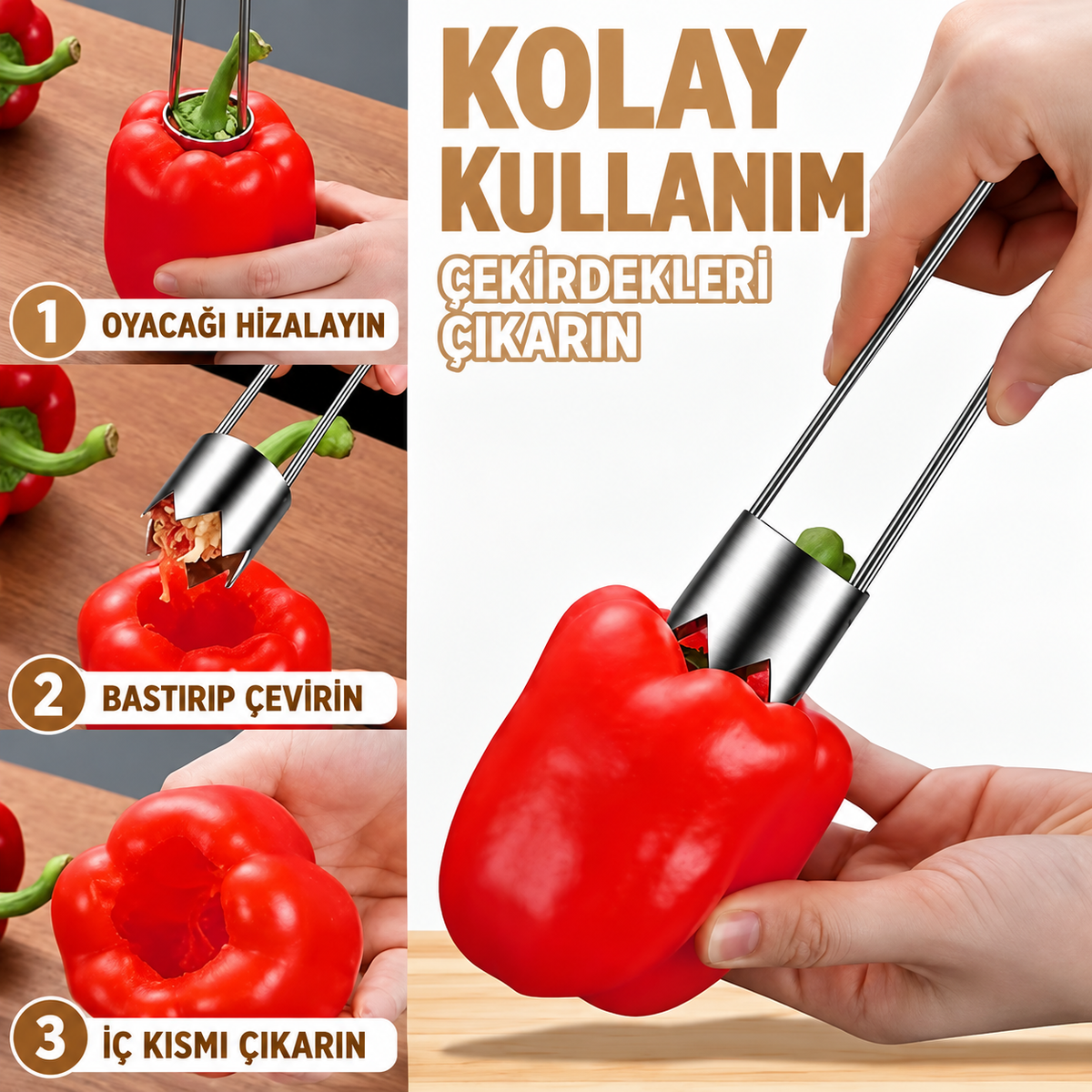 Paslanmaz Çelik Sebze Meyve Oyacağı - ürün görünümü