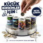 Desenli Küçük Boy Metal Kumbara - Silindir Tasarım - Karışık Model - özellik ve kullanım bilgileri