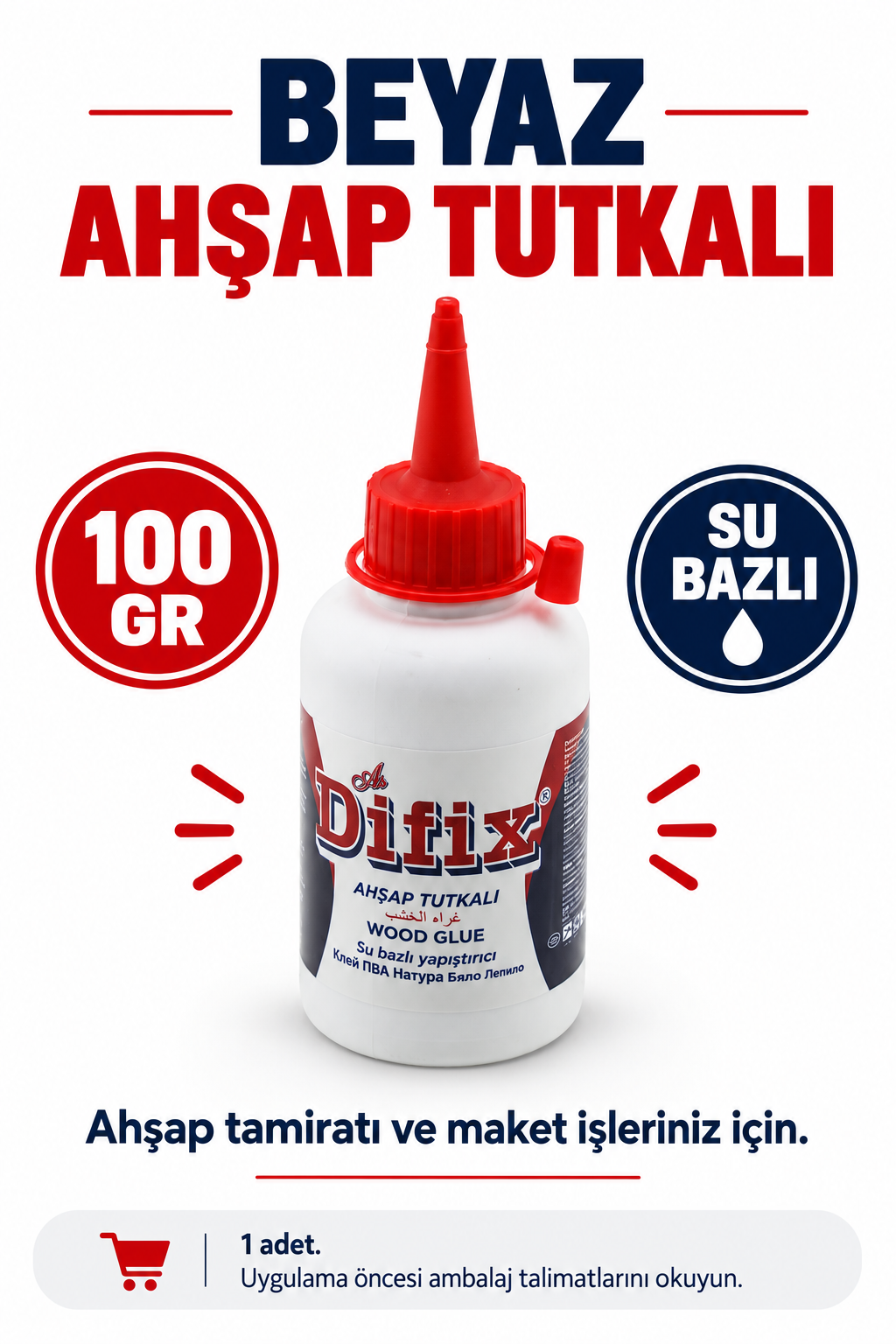 Beyaz Ahşap Tutkalı - 100 gr - Su Bazlı Yapıştırıcı - özellik ve kullanım bilgileri