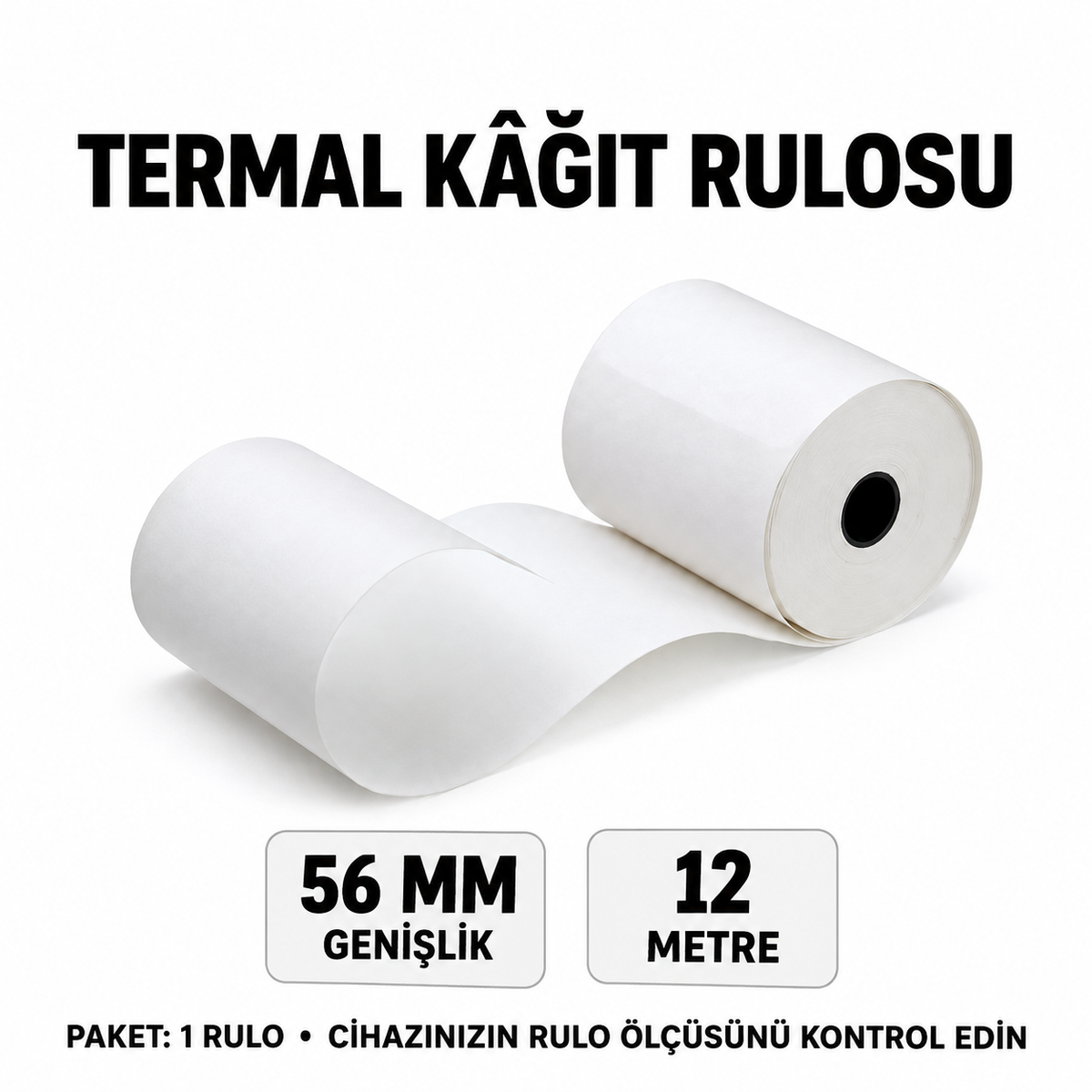 56 mm x 12 Metre Termal Kağıt - Yazar Kasa Pos Rulosu - özellik ve kullanım bilgileri