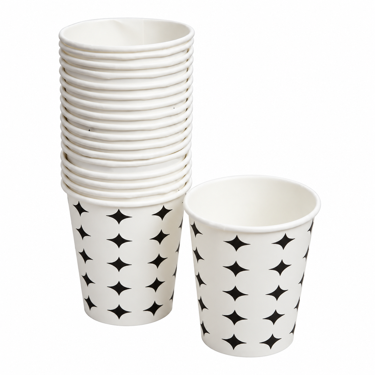 Siyah Yıldız Desenli Karton Bardak - 7 Oz - 50'li Paket - ürün görünümü
