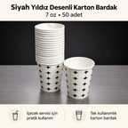 Siyah Yıldız Desenli Karton Bardak - 7 Oz - 50'li Paket - özellik ve kullanım bilgileri