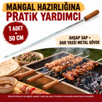 Ahşap Saplı Tavuk Şişi - Dar Yassı - Metal - 50 cm - özellik ve kullanım bilgileri