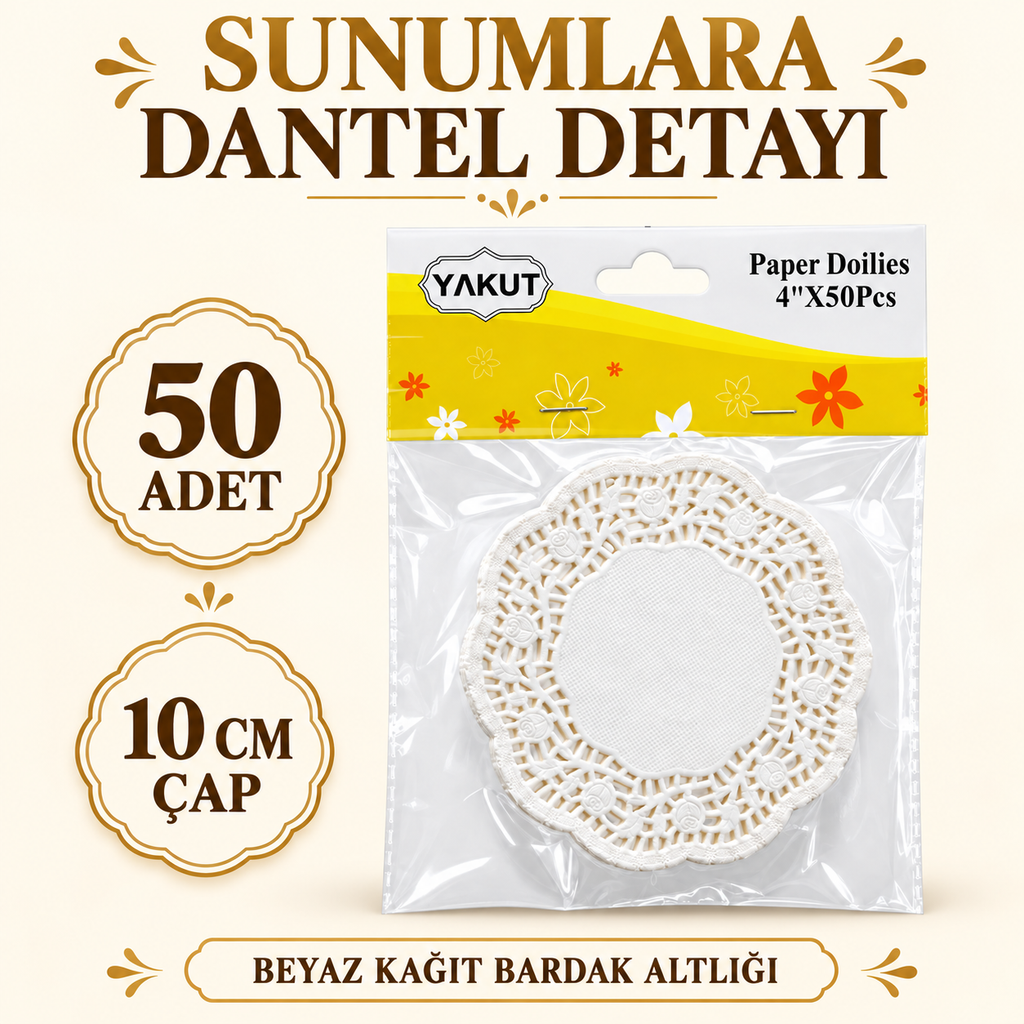 Kağıt Bardak Altlığı Seti - 50'li Paket - Dantel Tasarımlı - özellik ve kullanım bilgileri