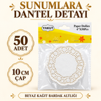 Kağıt Bardak Altlığı Seti - 50'li Paket - Dantel Tasarımlı - özellik ve kullanım bilgileri