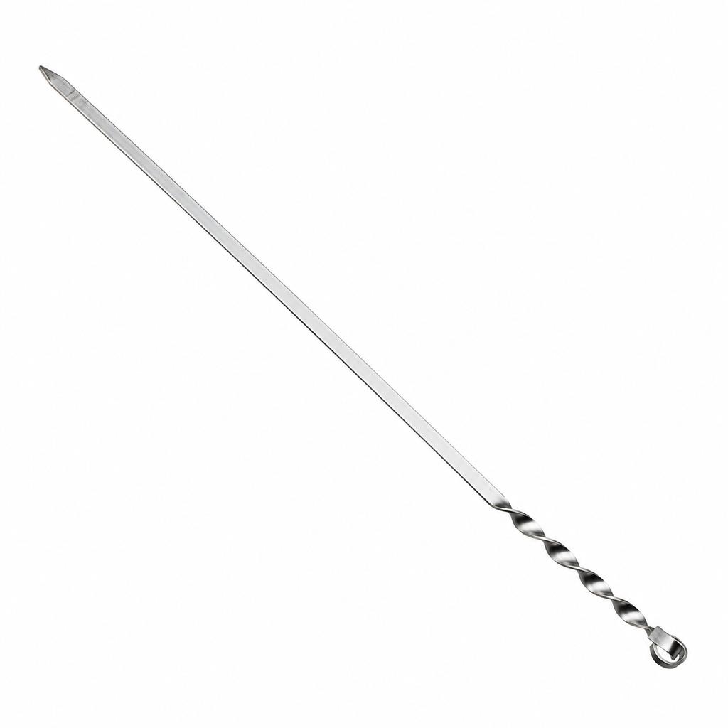 Dar Yassı Mangal Şişi - Burgulu Tasarım - 60 cm - Tavuk ve Kanat İçin - ürün görünümü
