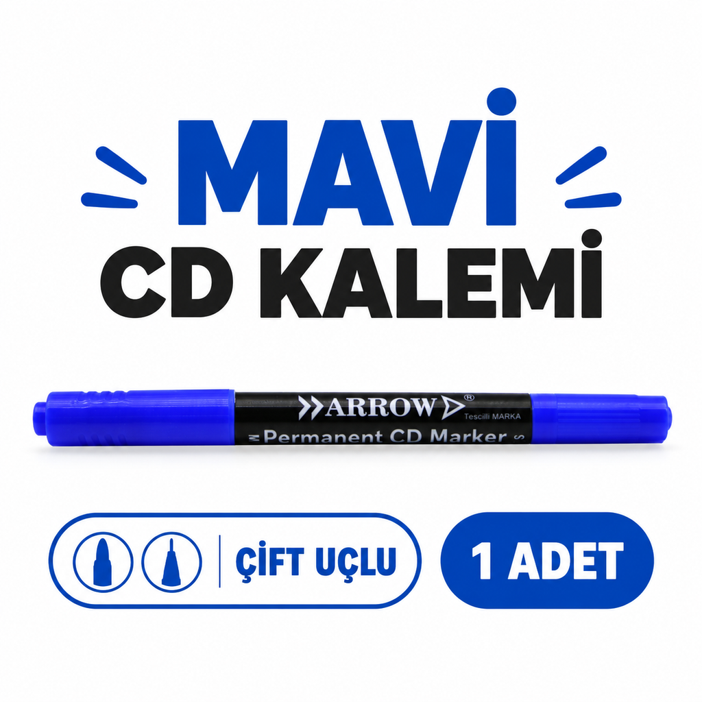 Mavi CD Kalemi - 2 Uçlu - Marker - 1 mm ve 0.4 mm - özellik ve kullanım bilgileri