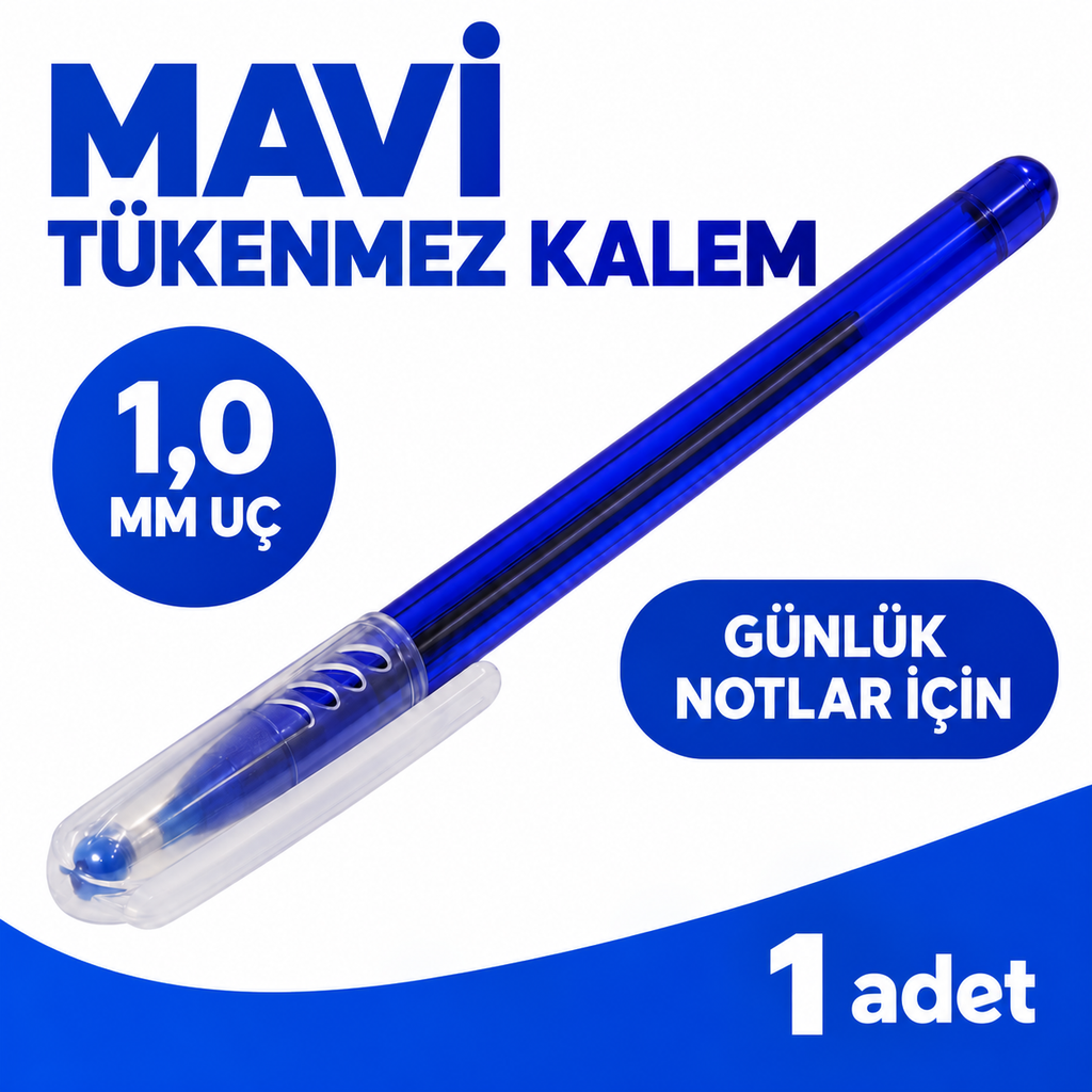Tükenmez Kalem - Mavi Renk - 1.0 mm Medium Uç - özellik ve kullanım bilgileri