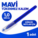 Tükenmez Kalem - Mavi Renk - 1.0 mm Medium Uç - özellik ve kullanım bilgileri
