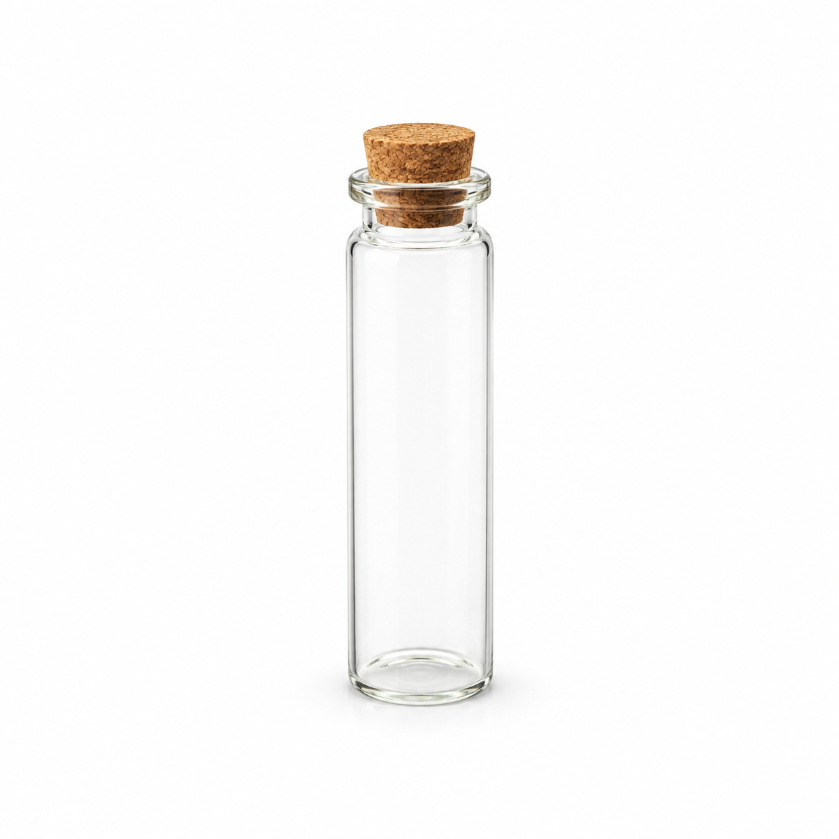 Boş Tüp Cam Şişe - 20 ml - Mantar Kapak - ürün görünümü