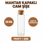 Boş Tüp Cam Şişe - 20 ml - Mantar Kapak - özellik ve kullanım bilgileri