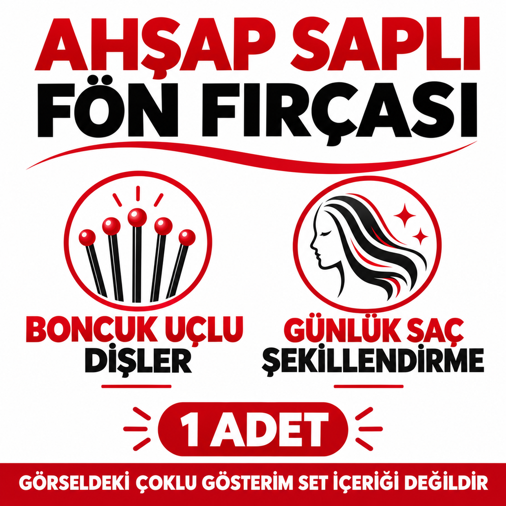 Fön Fırçası - Ahşap Saplı - Şekillendirici Tarak - 1 Adet - özellik ve kullanım bilgileri