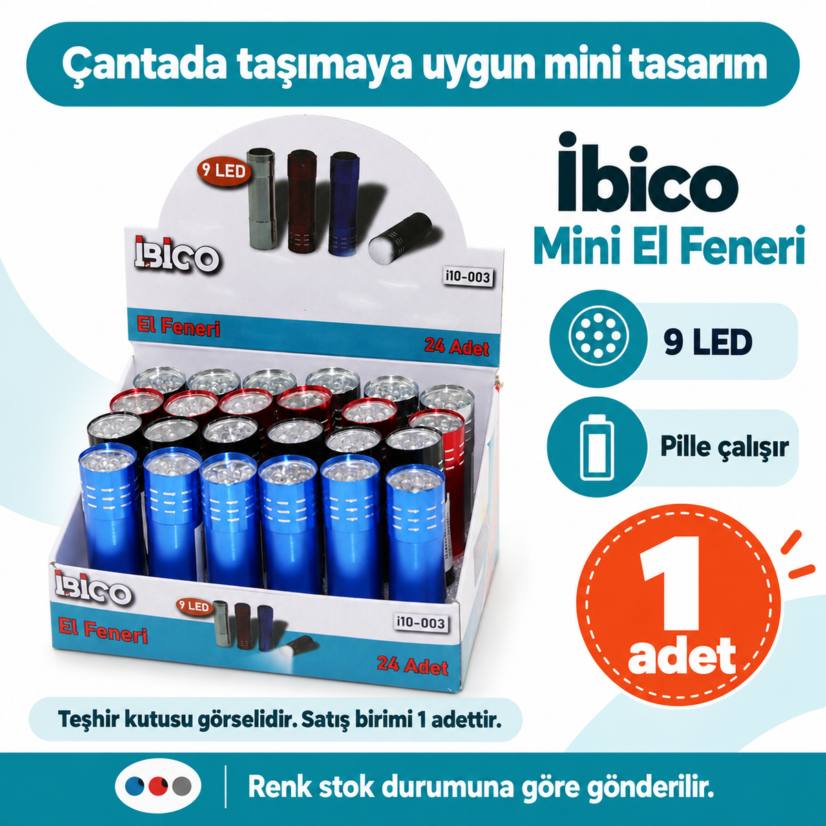 Mini El Feneri - Pilli - 9 Ledli - 1 Adet - özellik ve kullanım bilgileri