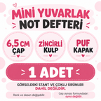 Mini Yuvarlak Not Defteri - Cep Aynası Modeli - Zincirli Kulp - Puf Kapak - özellik ve kullanım bilgileri