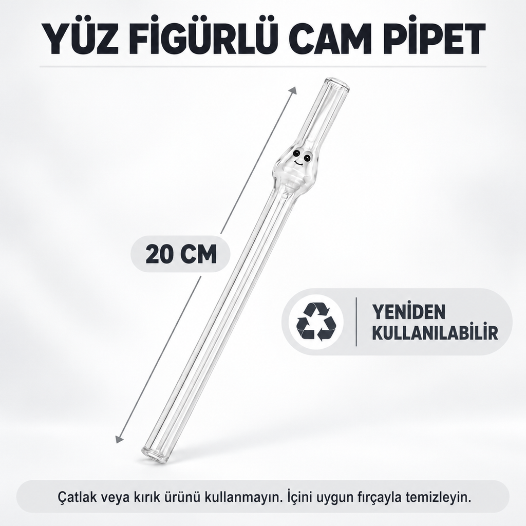 Cam Pipet - Yüz Figürlü Tasarım - 20 cm - özellik ve kullanım bilgileri