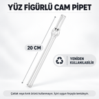 Cam Pipet - Yüz Figürlü Tasarım - 20 cm - özellik ve kullanım bilgileri
