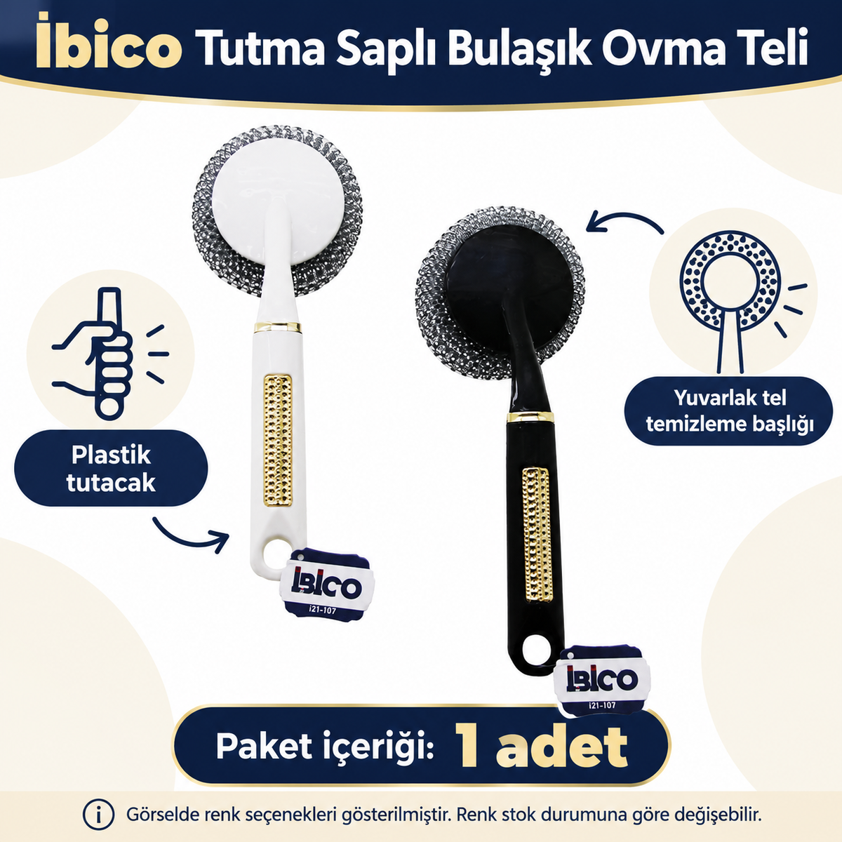Saplı Bulaşık Teli - Plastik Sap - Top Tel - Karışık Renk - özellik ve kullanım bilgileri