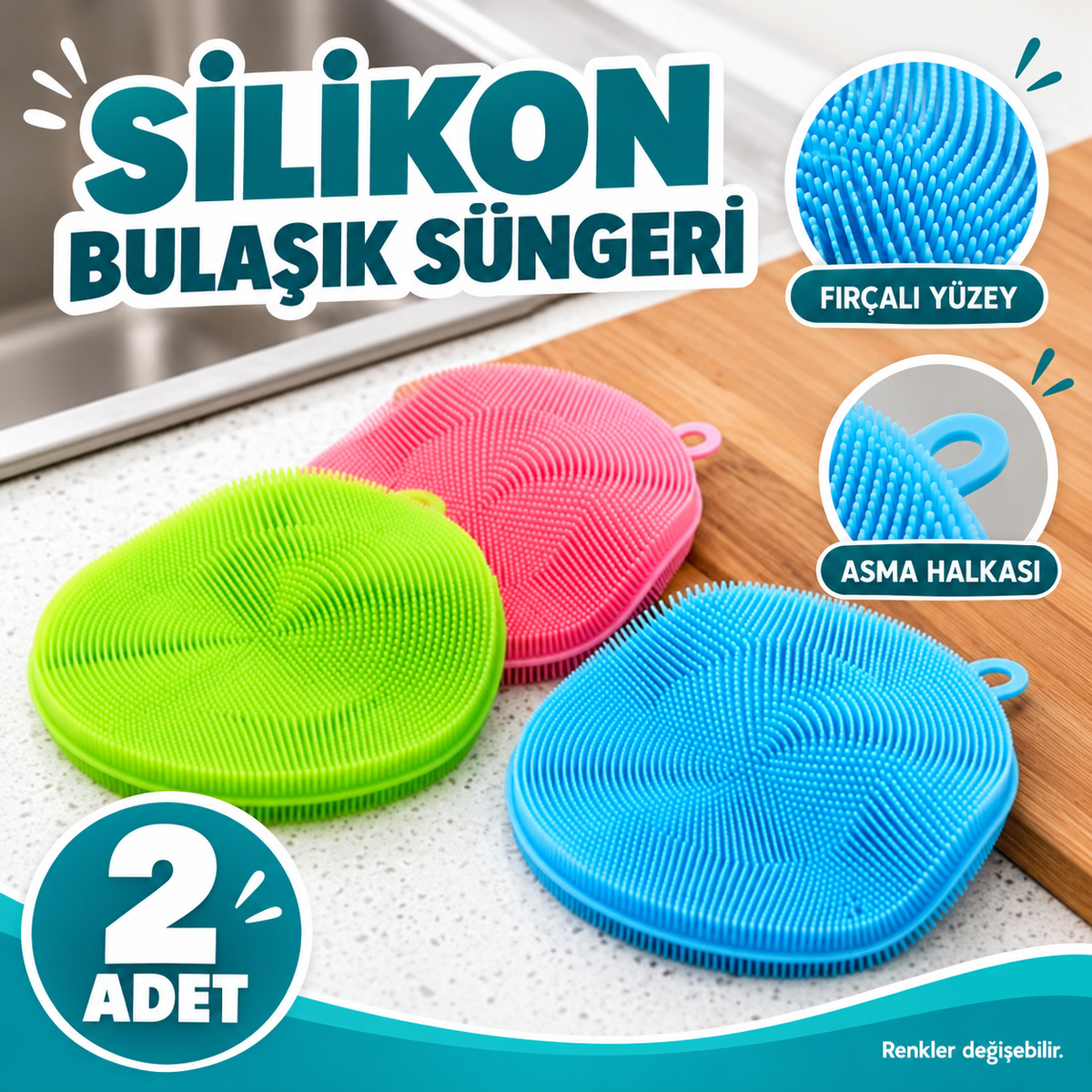 Silikon Bulaşık Yıkama Süngeri 2 Adet - özellik ve kullanım bilgileri