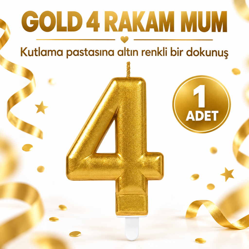 4 Rakamı Mum Gold Renk - özellik ve kullanım bilgileri
