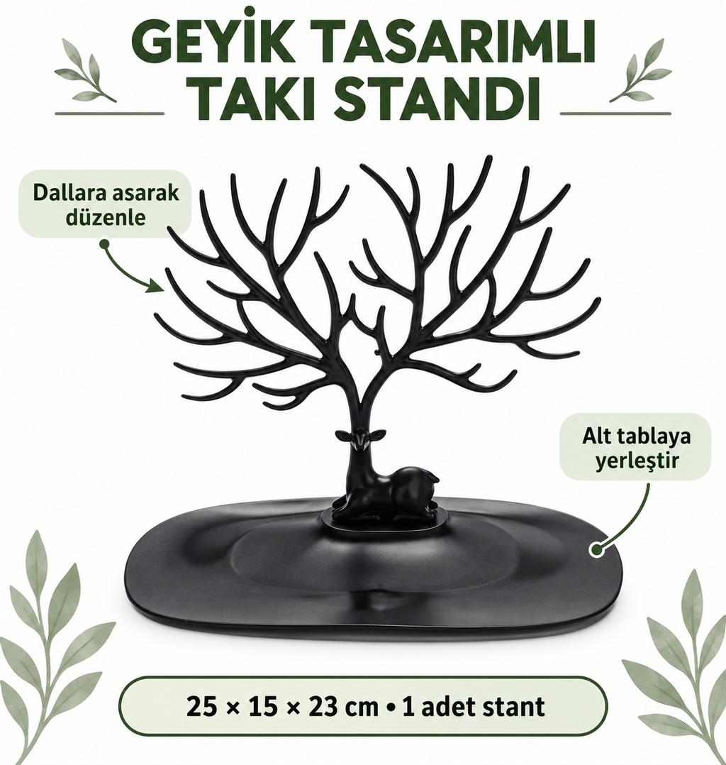 Geyik Tasarımlı Takı Standı Siyah - özellik ve kullanım bilgileri