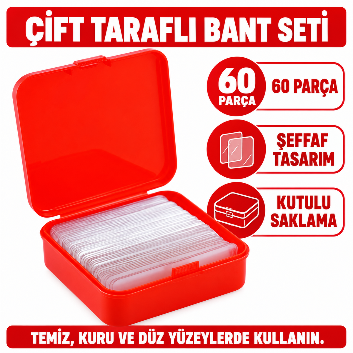 Çift Taraflı Bant Seti 60 Parça - özellik ve kullanım bilgileri
