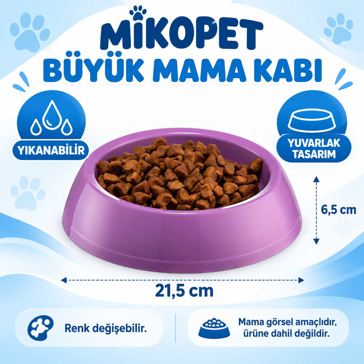 Mikopet Büyük Yuvarlak Mama Kabı - özellik ve kullanım bilgileri