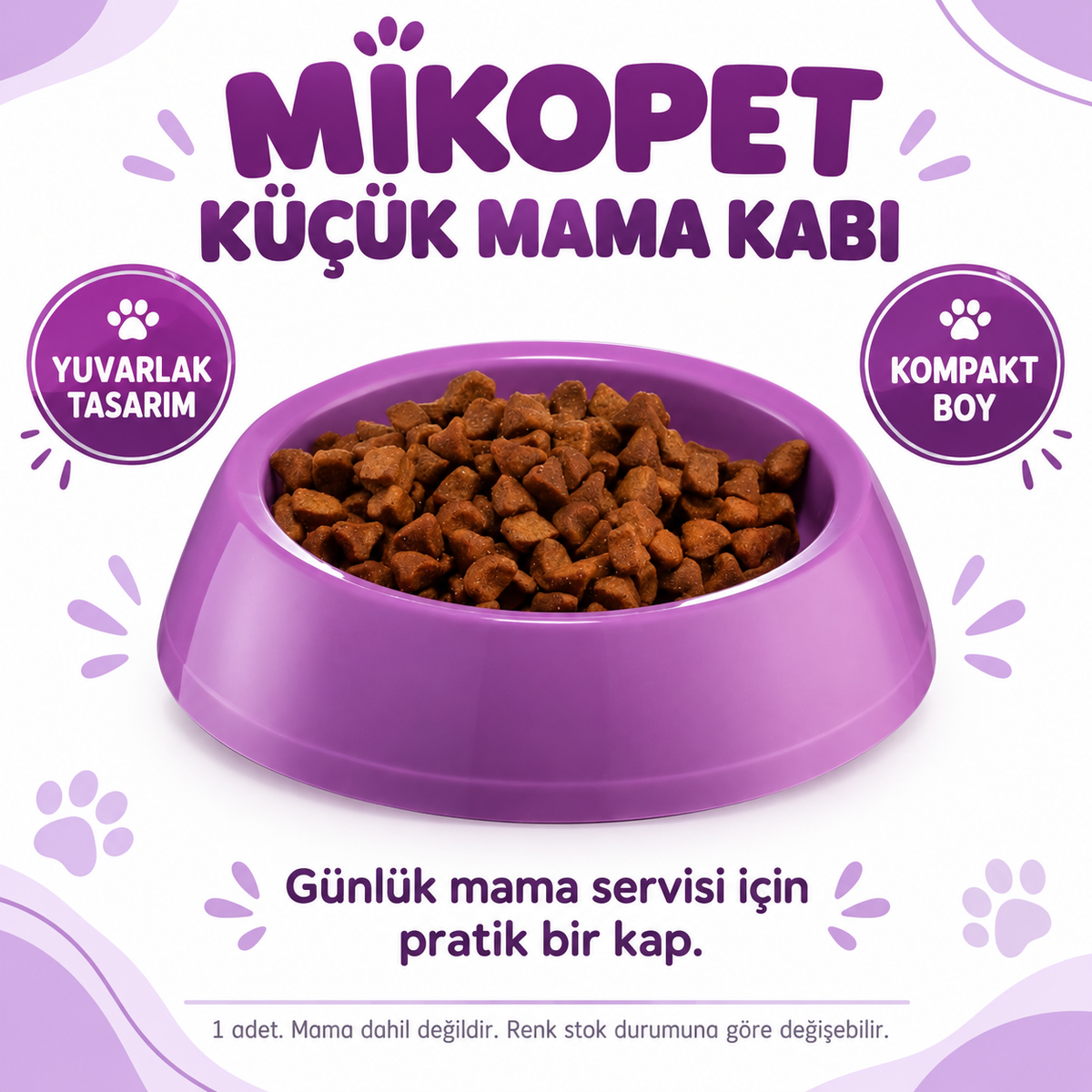 Mikopet Küçük Yuvarlak Mama Kabı - özellik ve kullanım bilgileri