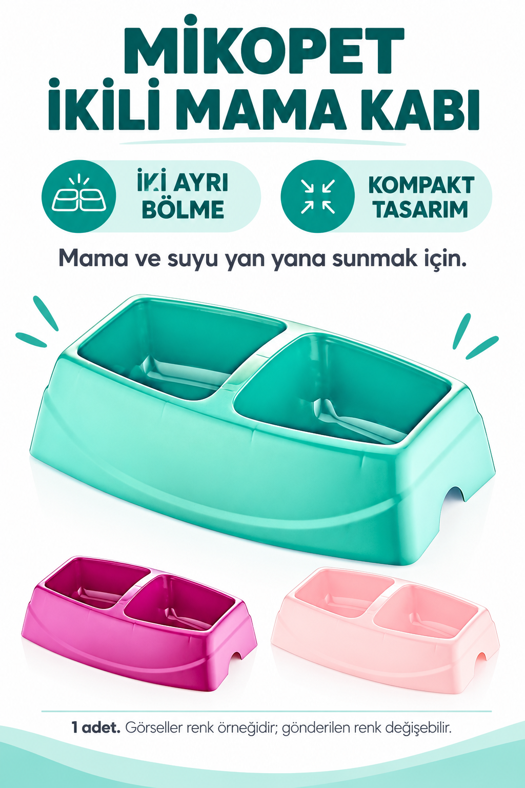 Mikopet İkili Küçük Mama Kabı - özellik ve kullanım bilgileri