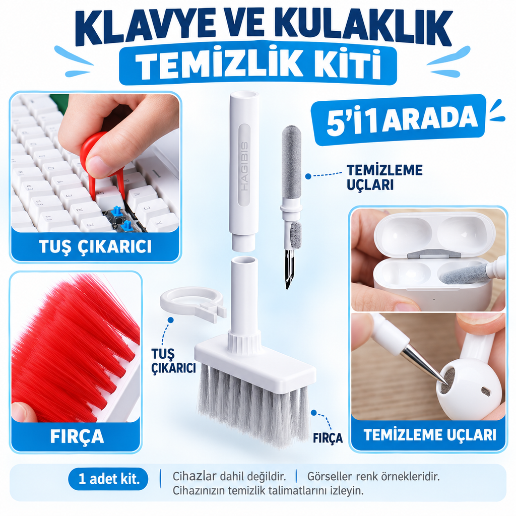 Klavye Ve Kulaklık Temizleyici Kit 5 İn 1 - özellik ve kullanım bilgileri