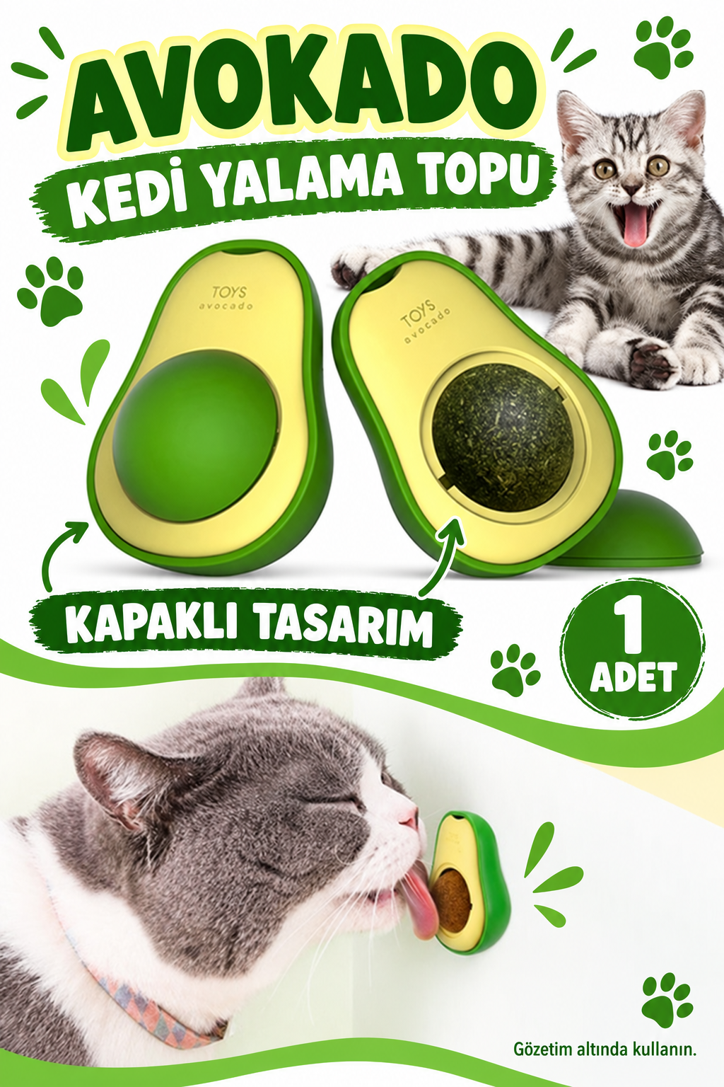 Avokado Tasarımlı Kedi Yalama Topu - özellik ve kullanım bilgileri