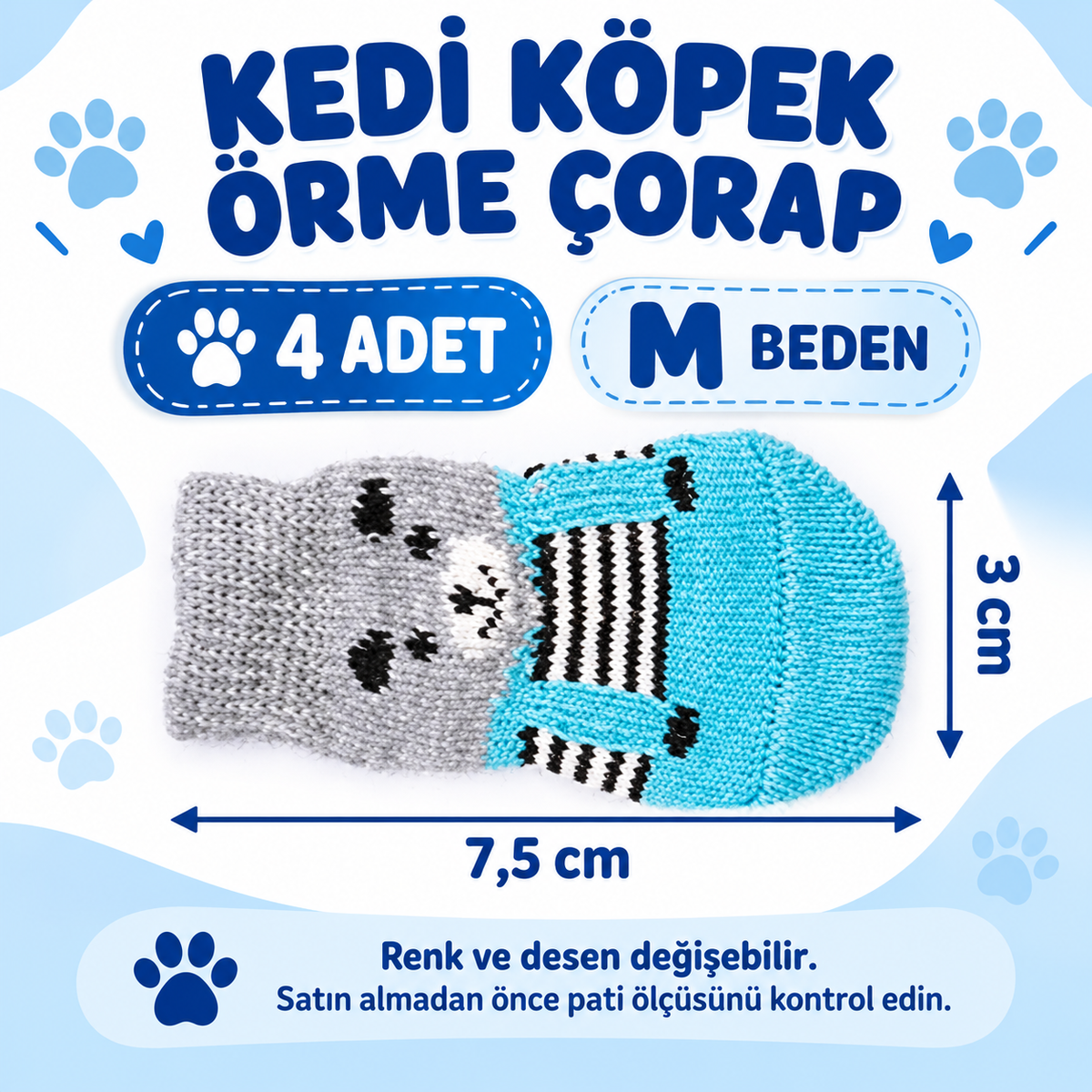 Kedi Köpek Kaydırmaz Örme Çorap - özellik ve kullanım bilgileri