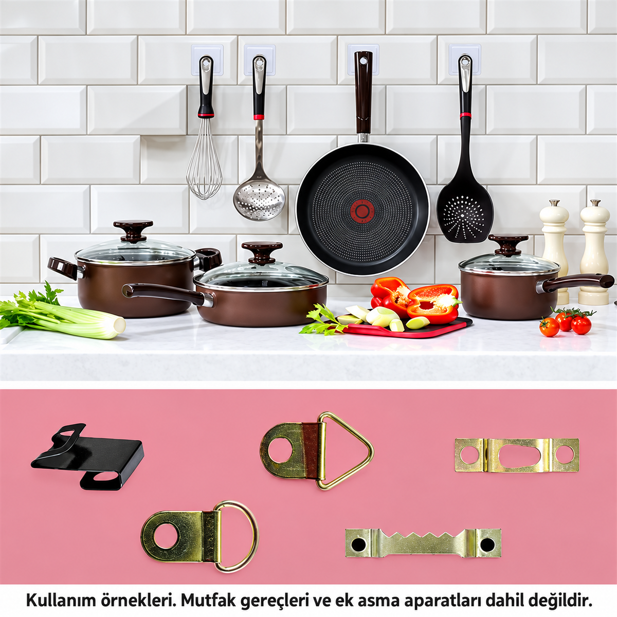 Şeffaf Yapışkanlı Vidalı Askı Aparatı - ürün görünümü
