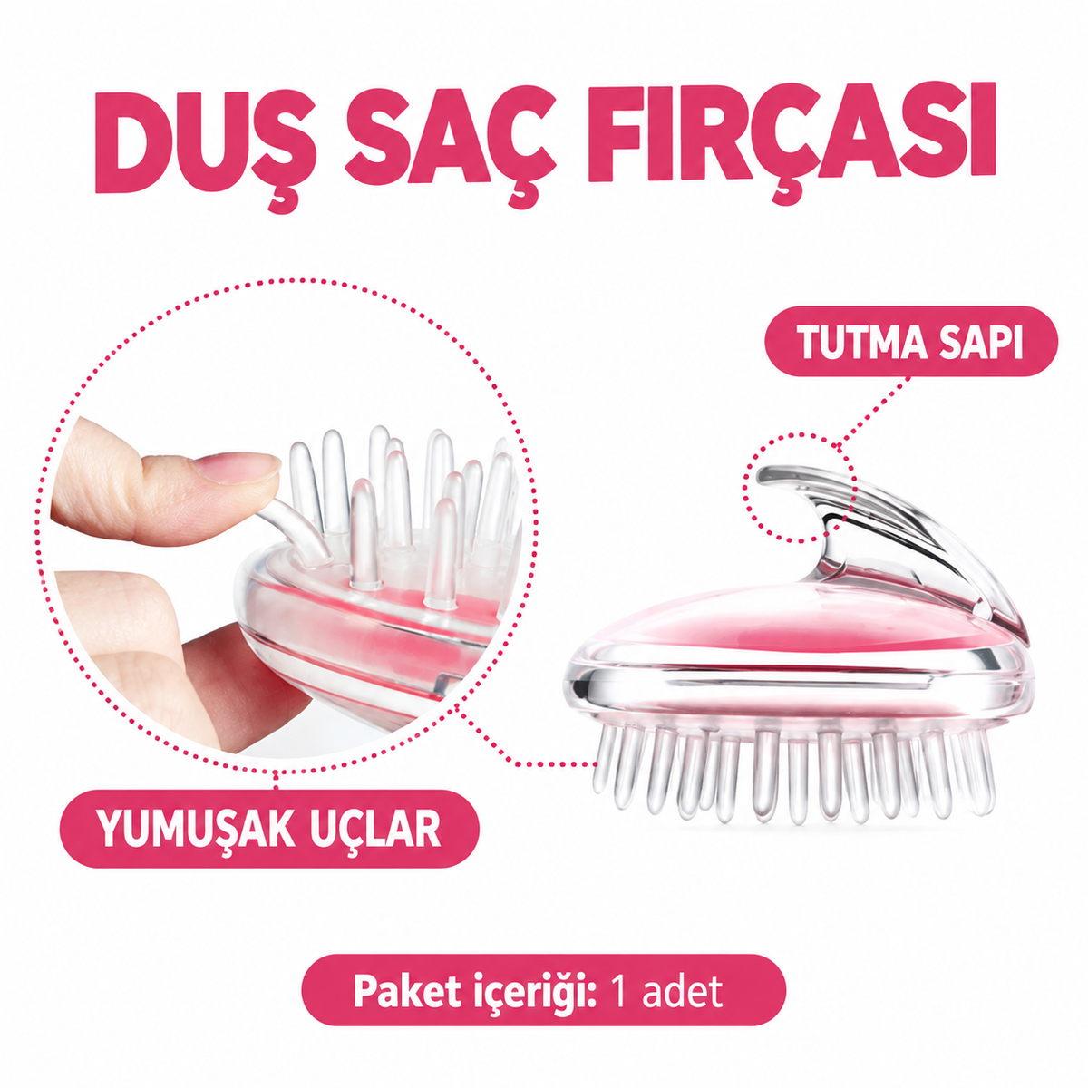Silikon Yumuşak Duş Saç Fırçası - özellik ve kullanım bilgileri