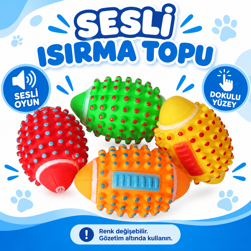 Renkli Kedi Köpek Isırma Topu Sesli - özellik ve kullanım bilgileri