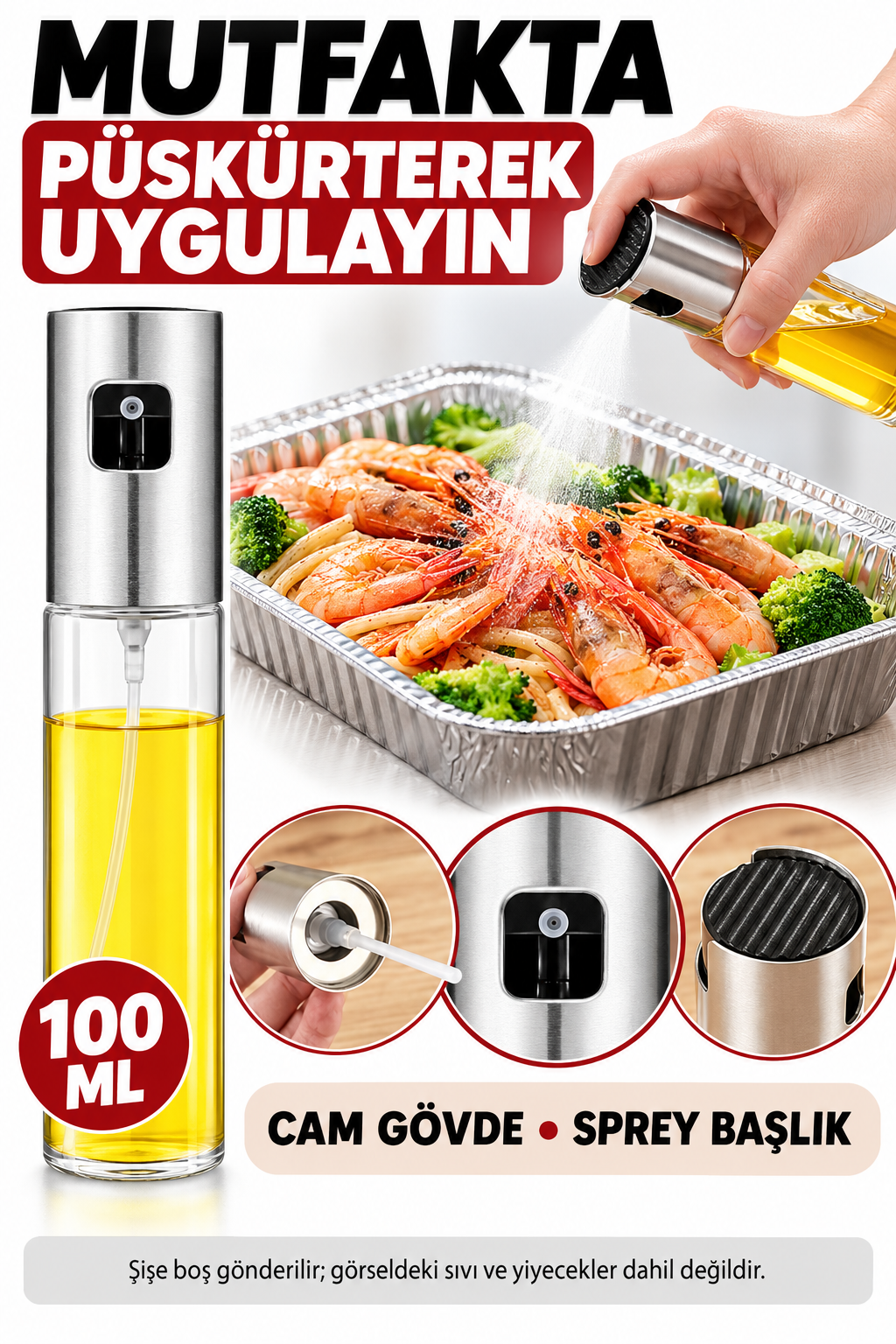 100 ml Çok Amaçlı Spreyli Cam Şişe - özellik ve kullanım bilgileri