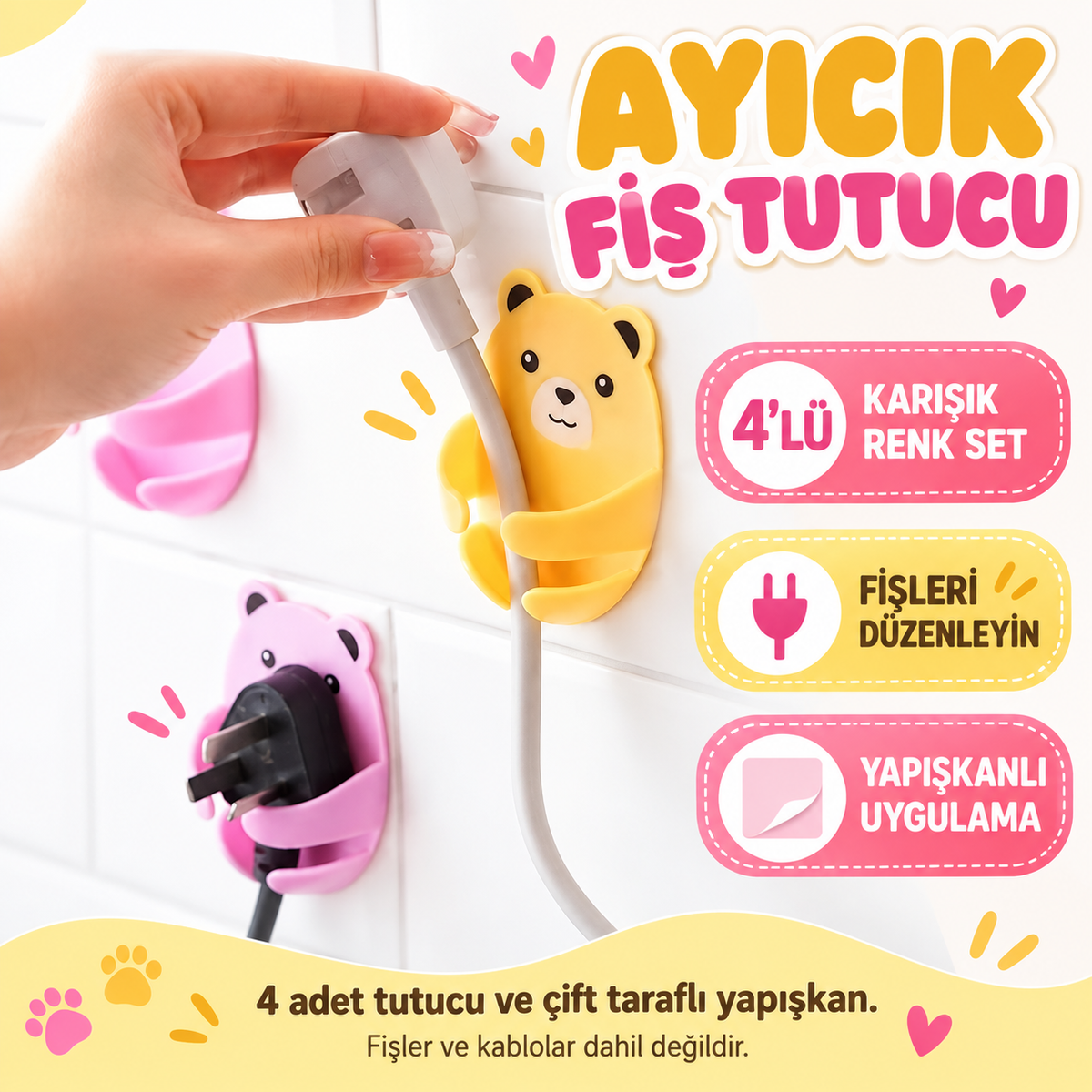 Ayıcık Desenli Sevimli Fiş Tutucu - özellik ve kullanım bilgileri